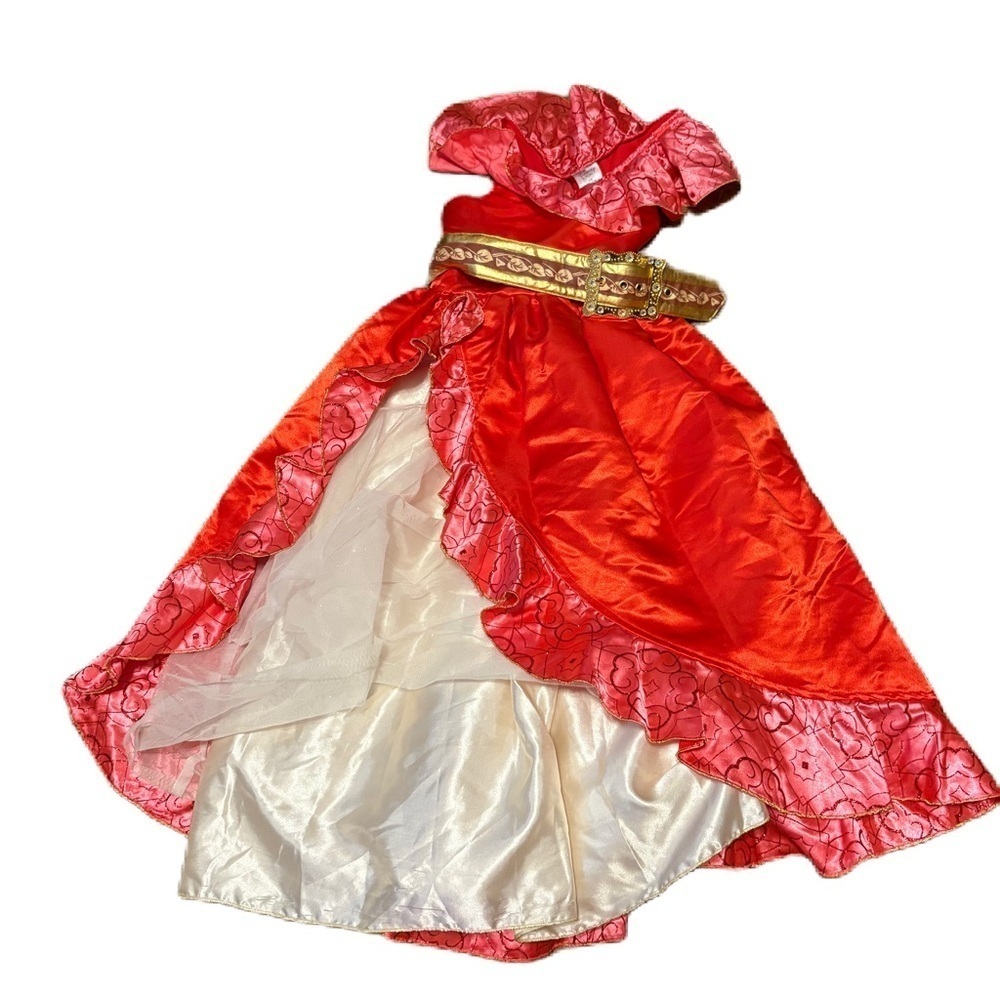 Disney Store Princess Elena of Avalor Deluxe Dress Costume 7/8 Red Gold Belt